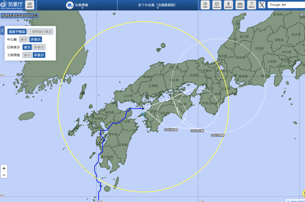 台風10号　今夜愛媛県上陸！　愛媛県東温市ログハウス建築現場点検　雨水・漏水・ログ壁の状態点検・確認